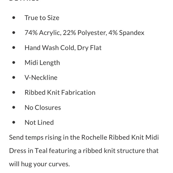 VICI COLLECTION - ROCHELLE RIBBED KNIT MIDI DRESS, Teal. NWT, Size Large - Picture 4 of 4